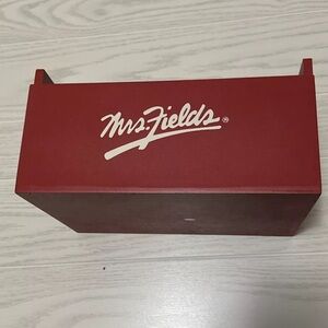 Mrs. Fields Red Wooden Cookie Storage Crate Box with Handles